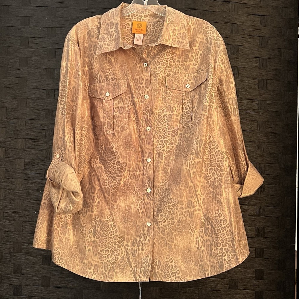 Ruby Road Woman Long Sleeve Animal Print Top Blouse Sz‎ 16 Excellent Condition!